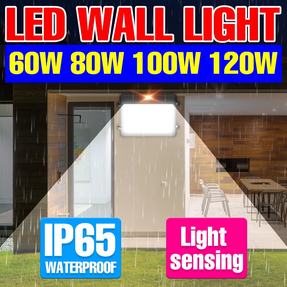 아웃도어 스타일 벽 램프 LED 투광 조명 전구 가로등 IP65 방수 외부 Sconce 60W 80W 100W 120W 정원 프로젝터